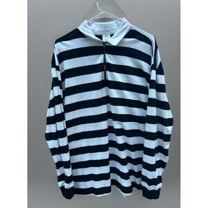 VTG Urban Outfitters Men’s L 1/4 Zip Striped Rugby Polo Shirt Y2K Blokecore